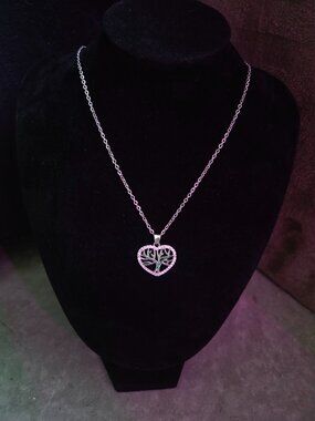 Stainless Steel Tree of Life Heart Necklace